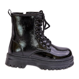 Botas De Niña Aisladas De Charol Con Cremallera Negro Novita