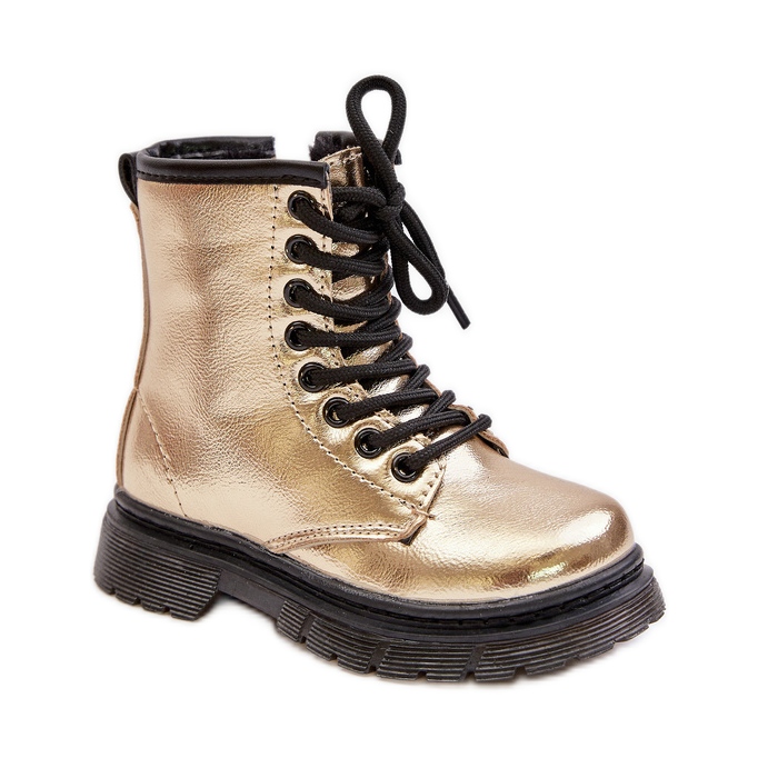 Botas aislantes para niña con cremallera de charol, Gold Novita dorado