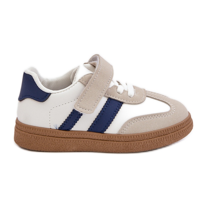 Zapatillas Infantiles Velcro Tromella Blanca y Azul blanco