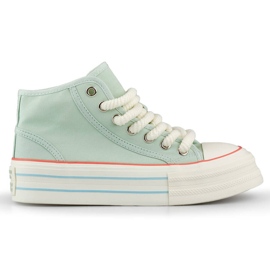 Zapatillas altas de mujer en textil, verde claro BL507BL