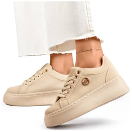 Deportivas de mujer beige con suela gruesa TL251-10L/BE