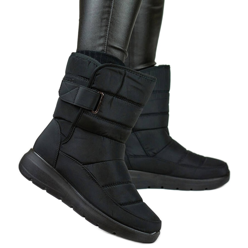 Botas de nieve aislantes con velcro para mujer, negro, 22T48B