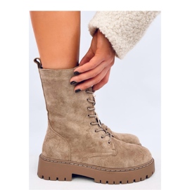 Centro Botas caqui de ante con cordones y pajarita - Inello beige