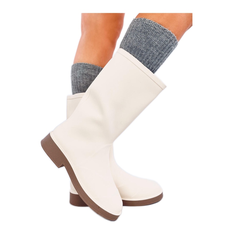 Chanclas de mujer blancas mate beige
