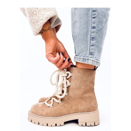 Botines con cordones y cordones gruesos Smiless Khaki - Inello beige