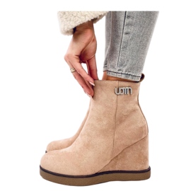 Botines cuña Rochelle caqui beige