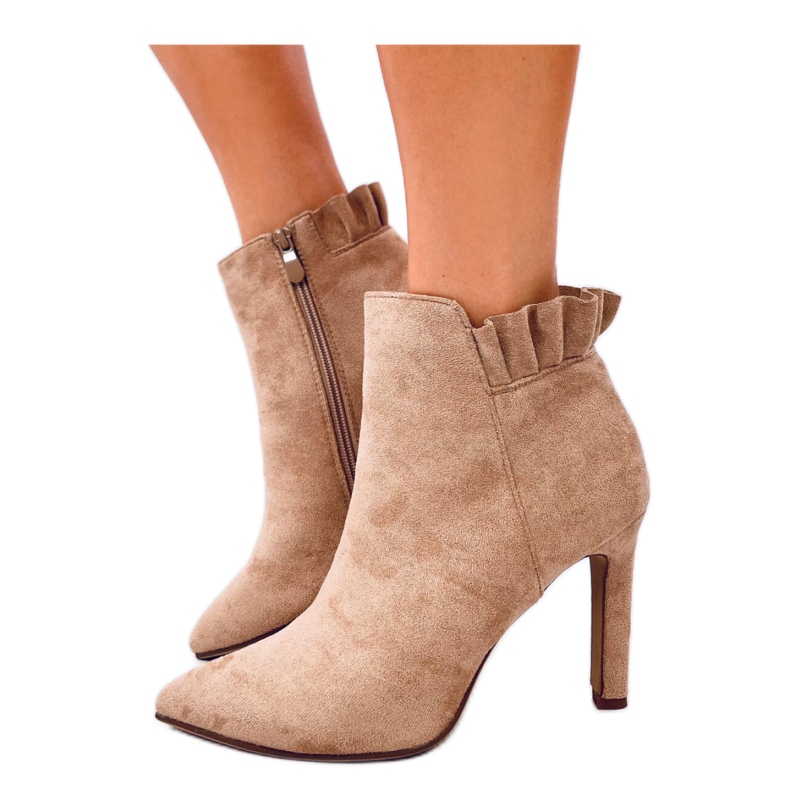 Botín tacón ante caqui beige Botín tacón ante caqui beige