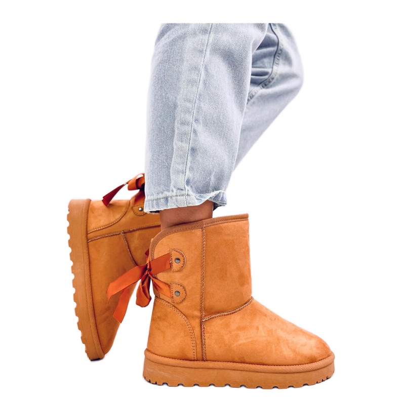 Botas de nieve Emus con lazos Camel marrón