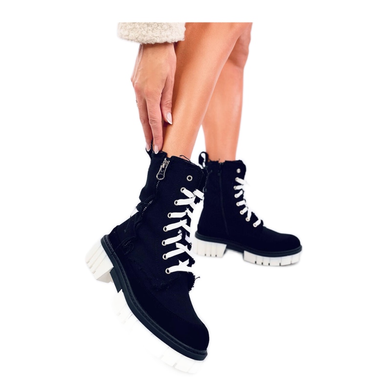 Botines de lona con protector Negro