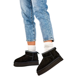 Botas de nieve para mujer aisladas con piel ecológica YU9001B, negro