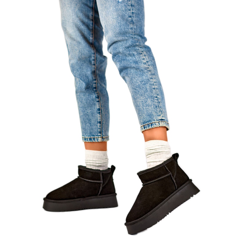 Botas de nieve con aislamiento de piel para mujer XF-159B, negro Botas de nieve con aislamiento de piel para mujer XF-159B, negro