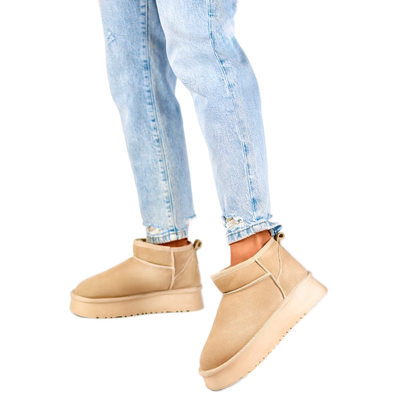 Botas de nieve para mujer forradas con pelo XF-159L.BE, beige