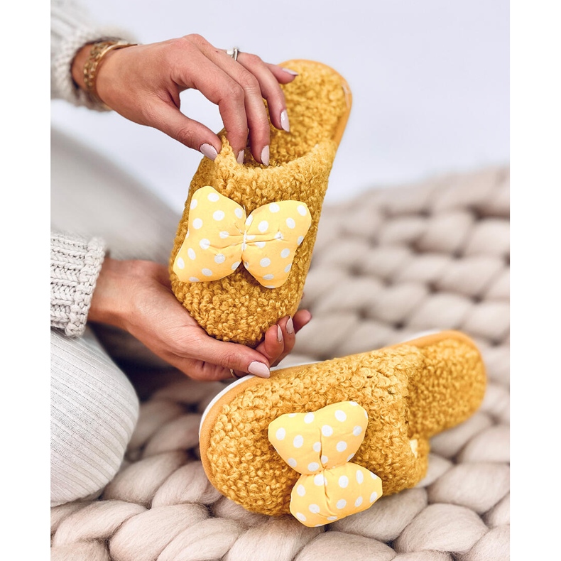 Pantuflas infantiles con lazo, Niño Amarillo