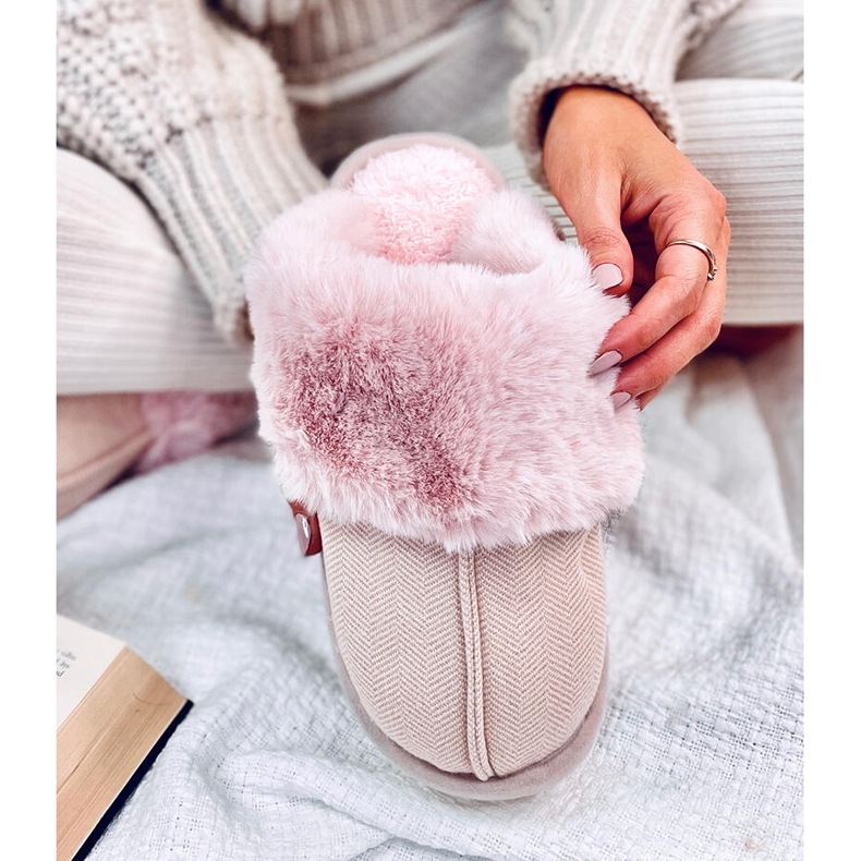Pantuflas Allens Powder Pink de espiga con pelo rosado