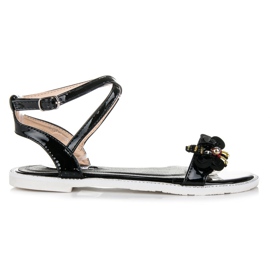Vices Sandalias lacadas con mariposa negro Vices Sandalias lacadas con mariposa negro