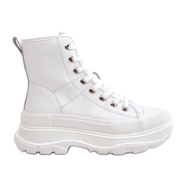 Zapatillas para mujeres aisladas de cuero en la plataforma masiva Big Star OO274A598 White blanco Zapatillas para mujeres aisladas de cuero en la plataforma masiva Big Star OO274A598 White blanco