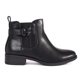 Botas Chelsea de mujer negras con tacón plano negro