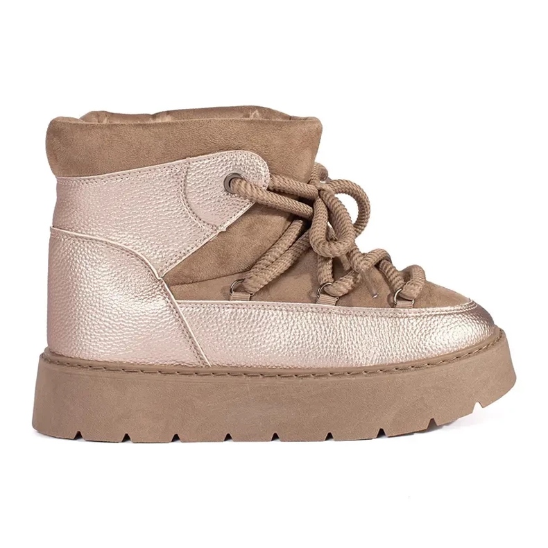 Botas de nieve de mujer con cordones y suela gruesa en color beige Botas de nieve de mujer con cordones y suela gruesa en color beige