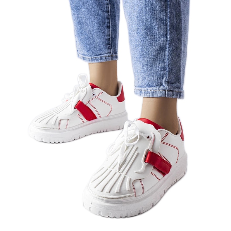 Deportivas mujer plataforma blancas y rojas blanco