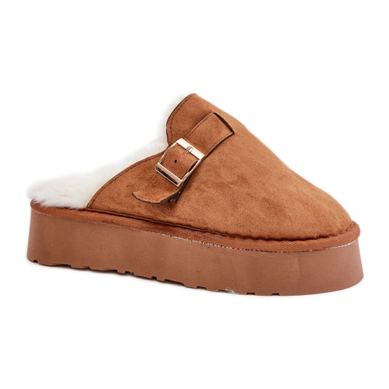 Pantuflas de mujer con aislamiento de pelo FA-185 camel marrón