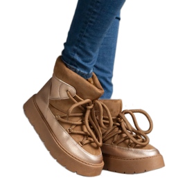 Botas de nieve de mujer con plataforma y forro de pelo en color marrón Botas de nieve de mujer con plataforma y forro de pelo en color marrón
