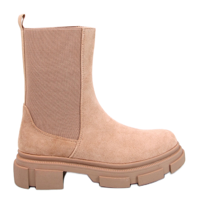 Botas Chelsea de mujer de caña alta beige-caqui