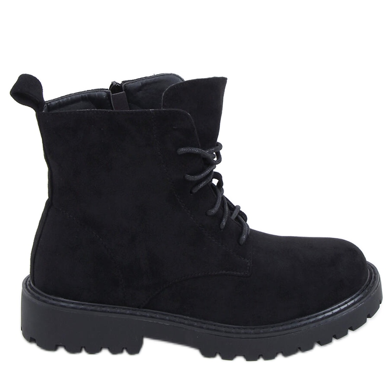 Botines cordones mujer ante negro
