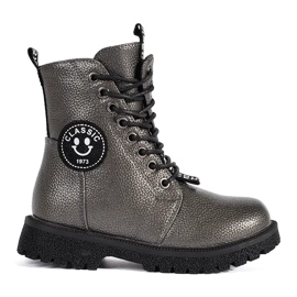 Botines de invierno con cordones y aislamiento para niña, gris