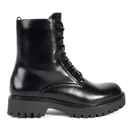 Seastar Botas trabajadoras de mujer negras, lisas, con cordones negro
