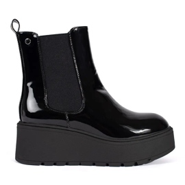 Seastar Botas Chelsea de mujer charol negro con cuña