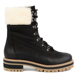 ButBal Botas de piel para mujer, botas de invierno con aislamiento, 329, negro
