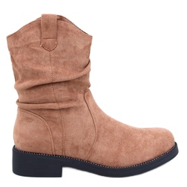 Botas planas mujer ante camel marrón