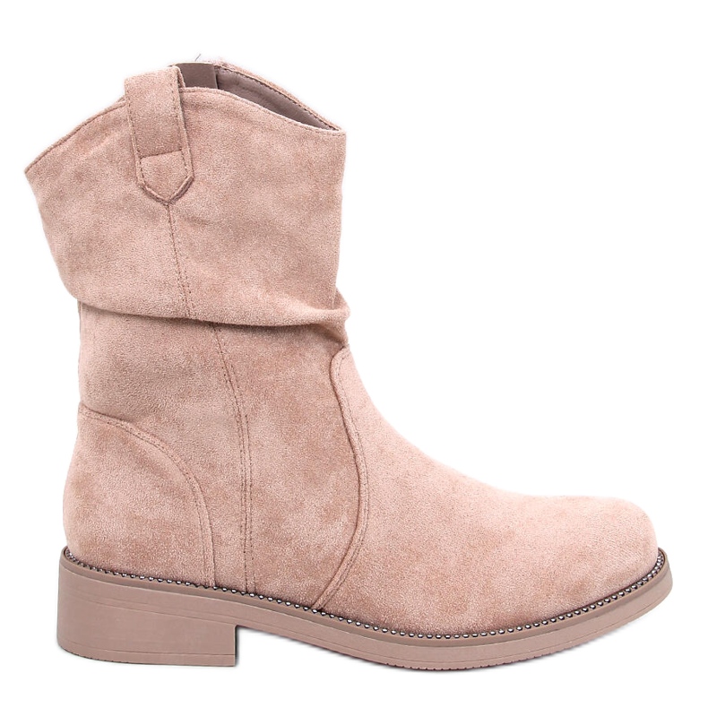 Botas planas de mujer de ante, beige-caqui
