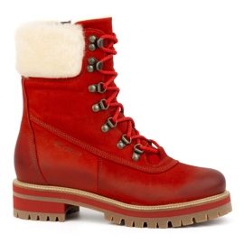 ButBal Botas de piel para mujer, botas de invierno con aislamiento, 329 Rojo