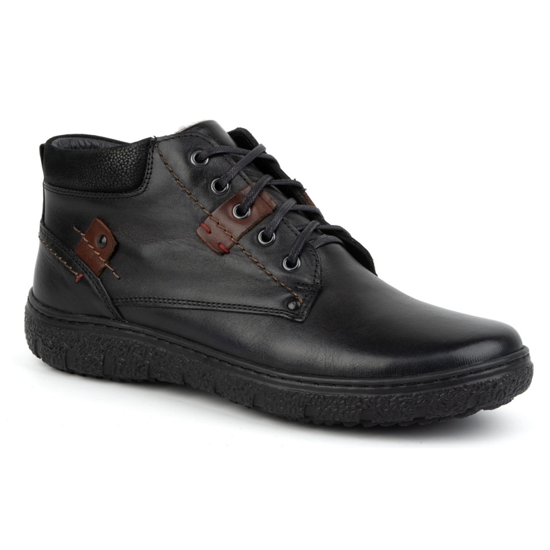 Zapatos de invierno de piel con aislamiento para hombre KAMPOL 108/15 negro