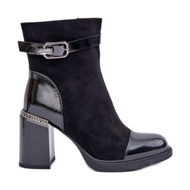 S.Barski Botas aislantes de mujer con tacón alto y hebilla decorativa D&amp;A MR880-085 Negro