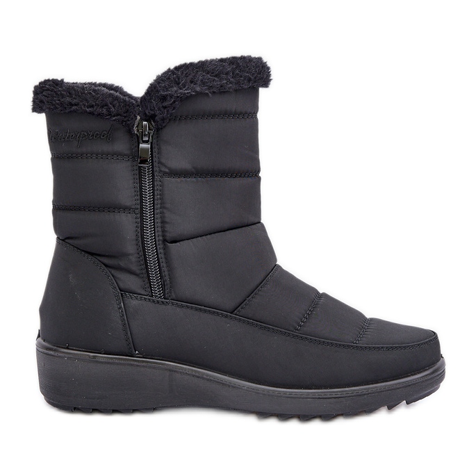 Botas de nieve con cremallera y pelo para mujer, negro Botas de nieve con cremallera y pelo para mujer, negro