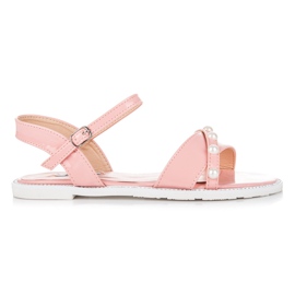 Vices Sandalias planas con perlas rosado