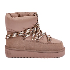 Botas de nieve de ante para mujer con cordones gruesos D.Franklin DFSH375003 beige