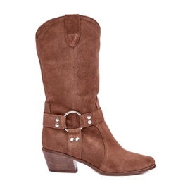 Zazoo 3669 Botas Vaqueras De Ante Mujer Media Pantorrilla Marrón Zazoo 3669 Botas Vaqueras De Ante Mujer Media Pantorrilla Marrón