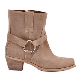Botas Tacón Ante Natural Zazoo 3444/2 Beige Claro
