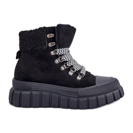 Botines Trapper aislados con plataforma para mujer, negro