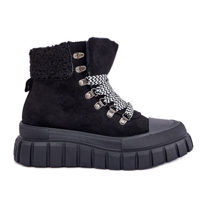 Botines Trapper aislados con plataforma para mujer, negro