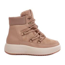 Botas de nieve de plataforma baja marrones beige Botas de nieve de plataforma baja marrones beige