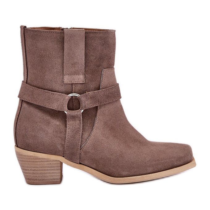 Zazoo 3444/2 Botas de Tacón Marrón Fabricadas en Ante Natural