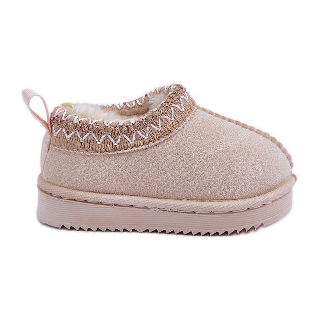 Botas de nieve para niños con plataforma, forradas de pelo, beige claro