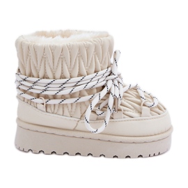 Botas de nieve para niños aisladas con pelo grueso, beige claro