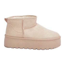 Botas de nieve aisladas con plataforma para mujer, beige claro
