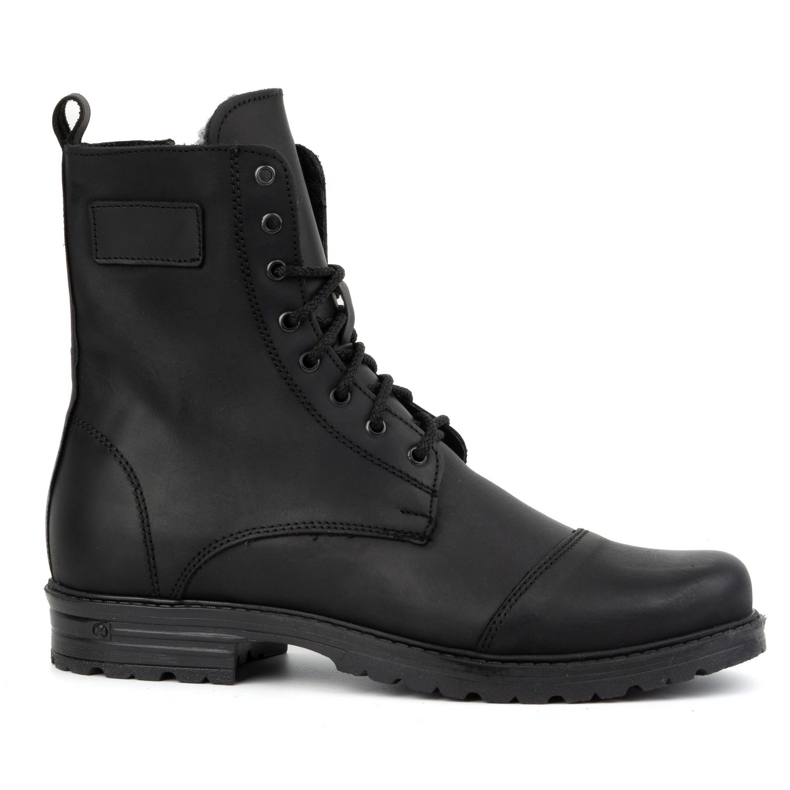 Zapatos polacos de piel de caña alta para hombre 2118/2 POLBUT negro