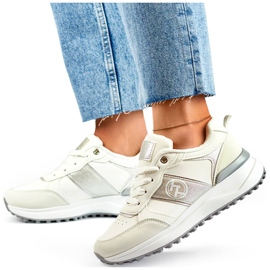 Calzado deportivo mujer, zapatillas con plataforma, blanco Y3806W